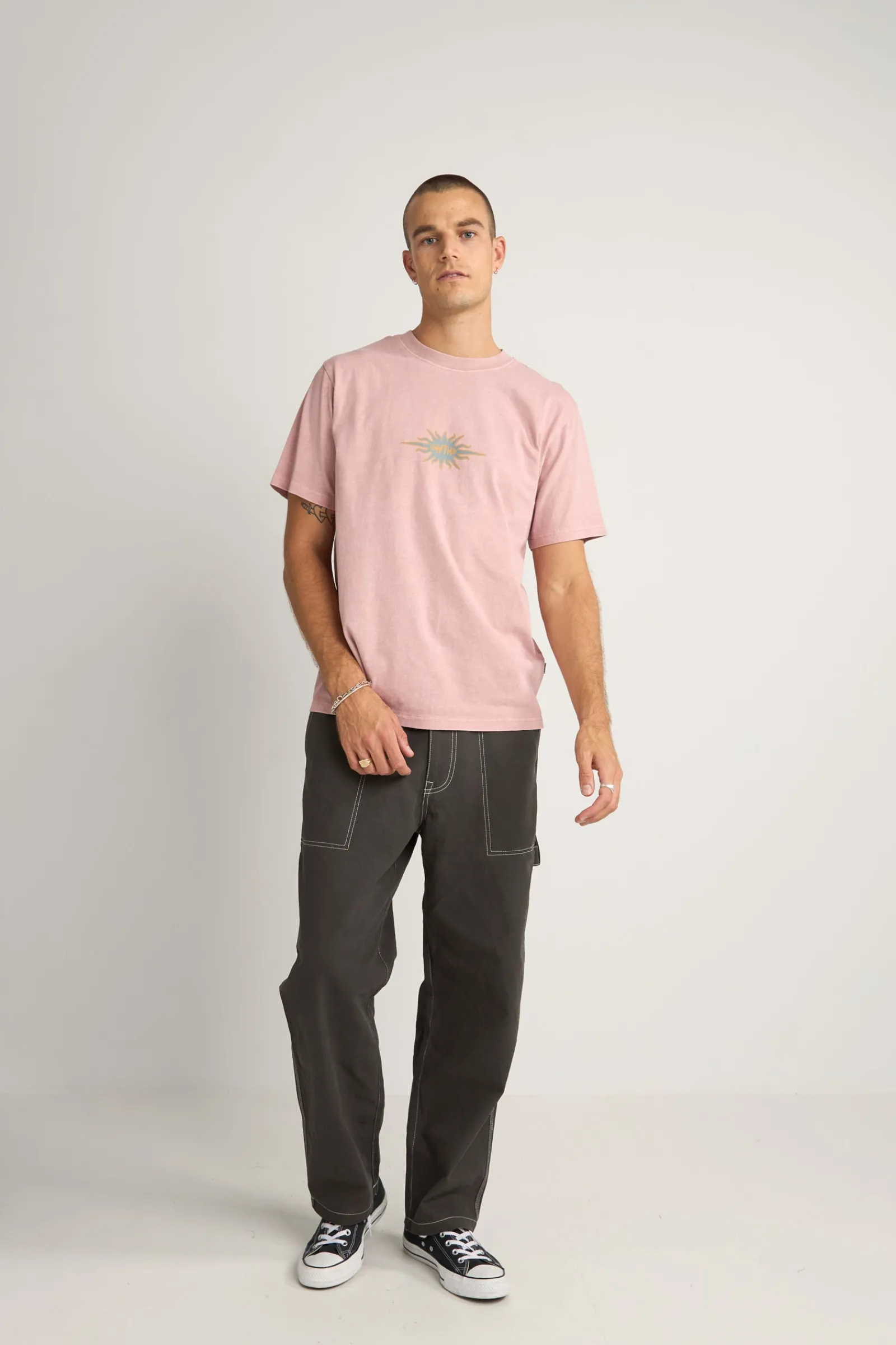 Rhythm Livin Flame Printed Vintage Ss T Shirt- T-shirts