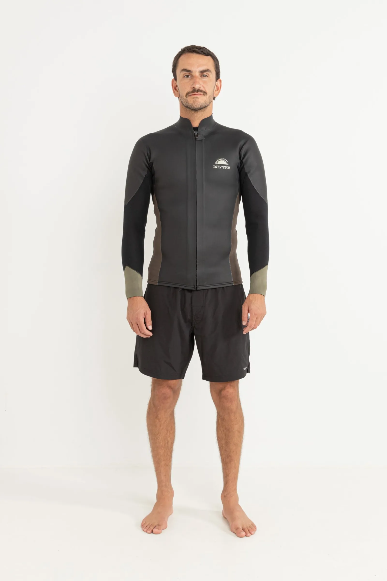 Rhythm Livin Heritage Front Zipper Jacket Black- Sun & Shade | Wetsuit Tops