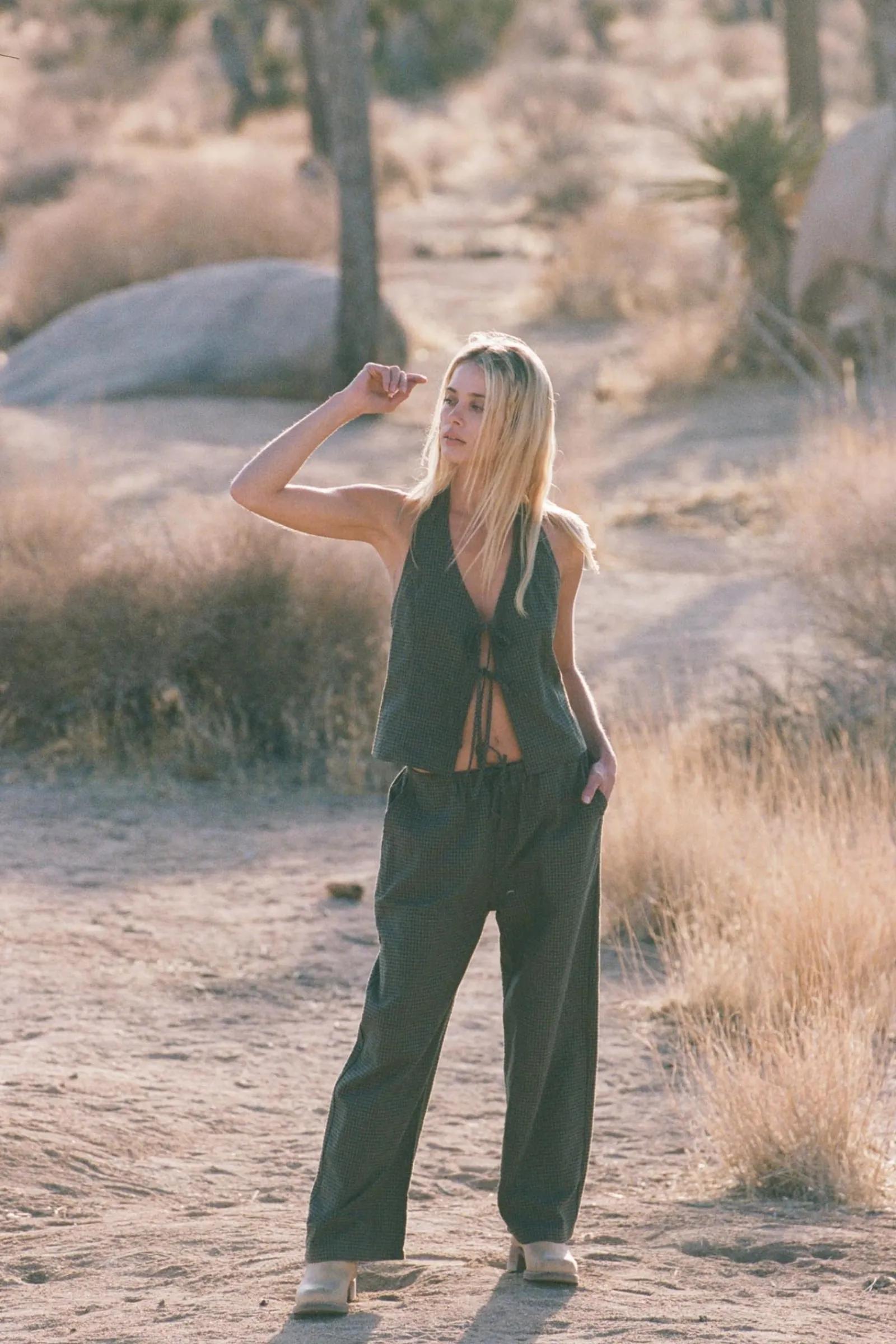 Rhythm Livin Louise Check Drawstring Pant-Women Pants