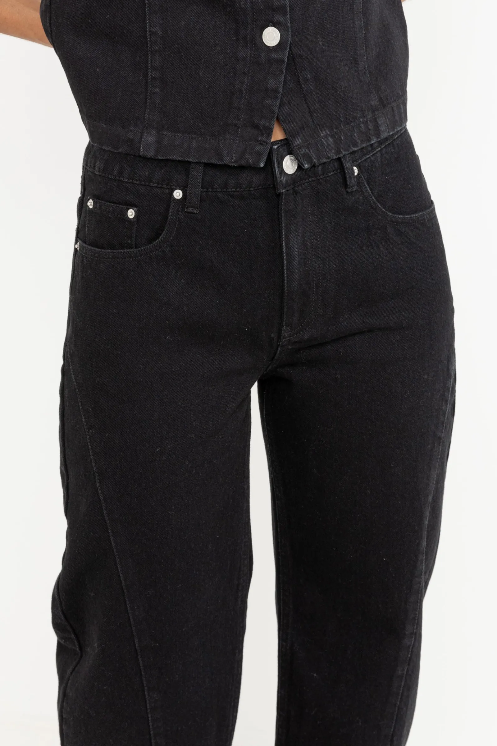 Rhythm Livin Low-Rise Barrel Denim Pant Vintage Black-Women Pants