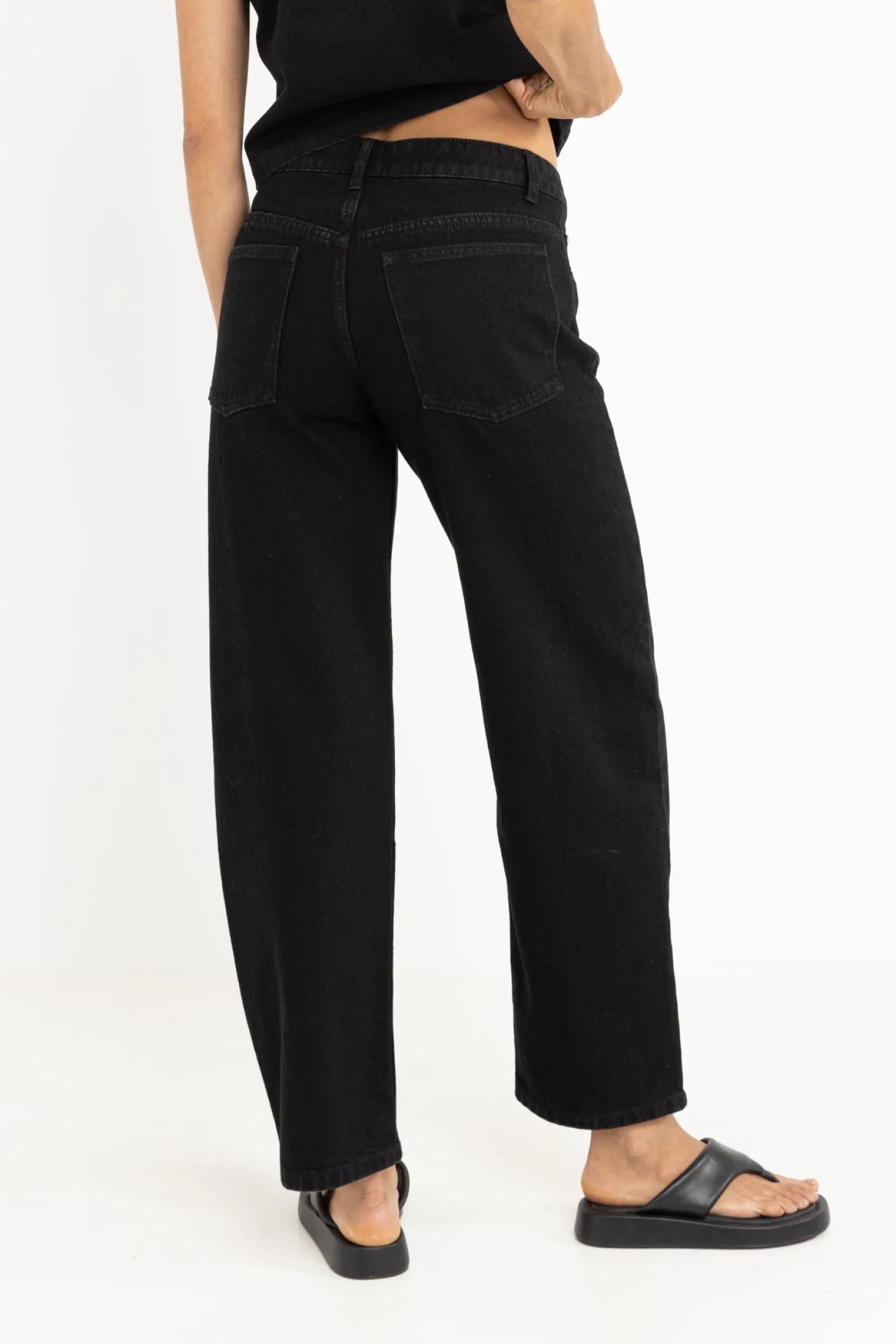 Rhythm Livin Low-Rise Barrel Denim Pant Vintage Black-Women Pants
