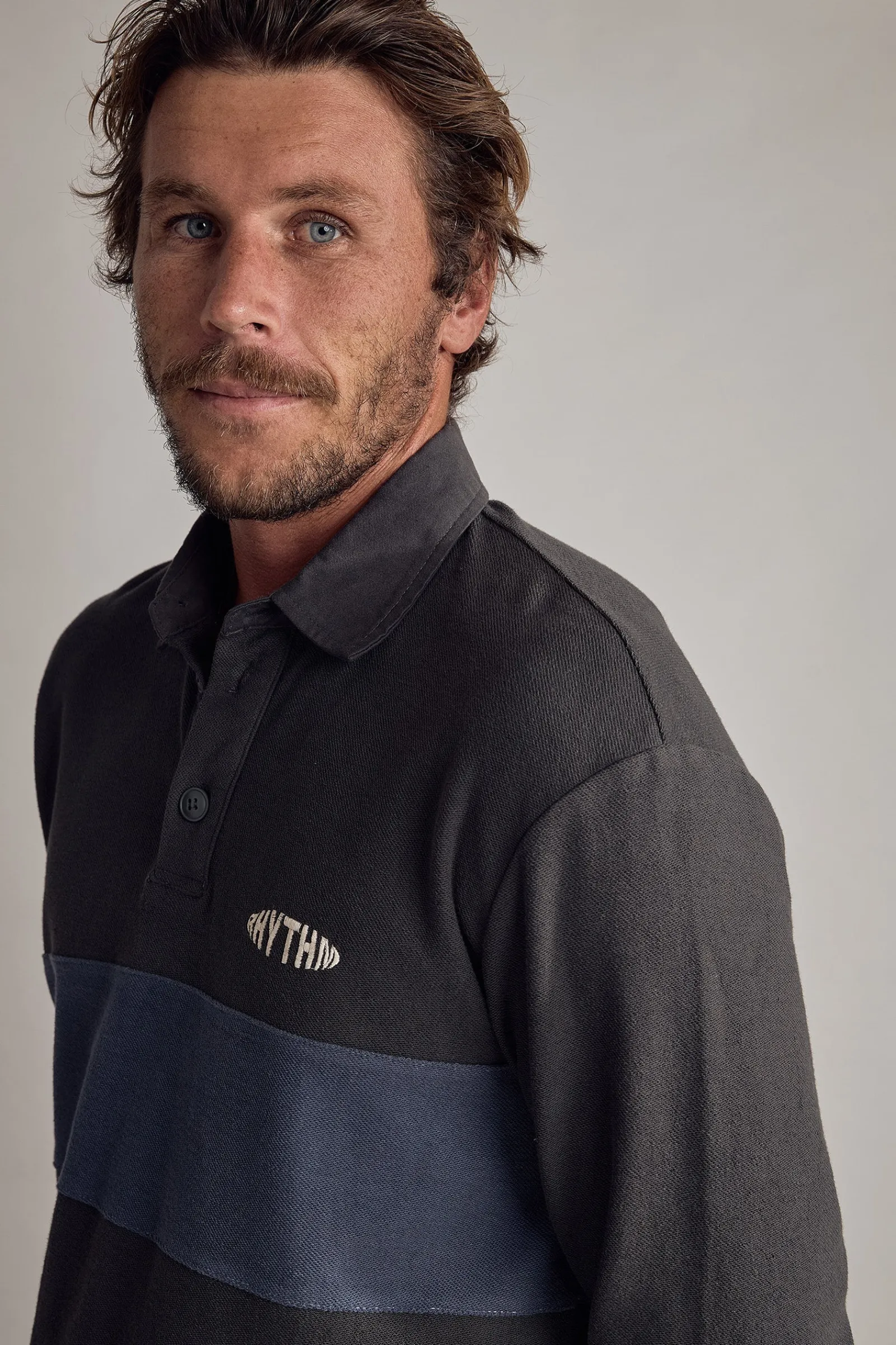 Rhythm Livin Terry Vintage Ls Rugby Shirt- Woven Shirts