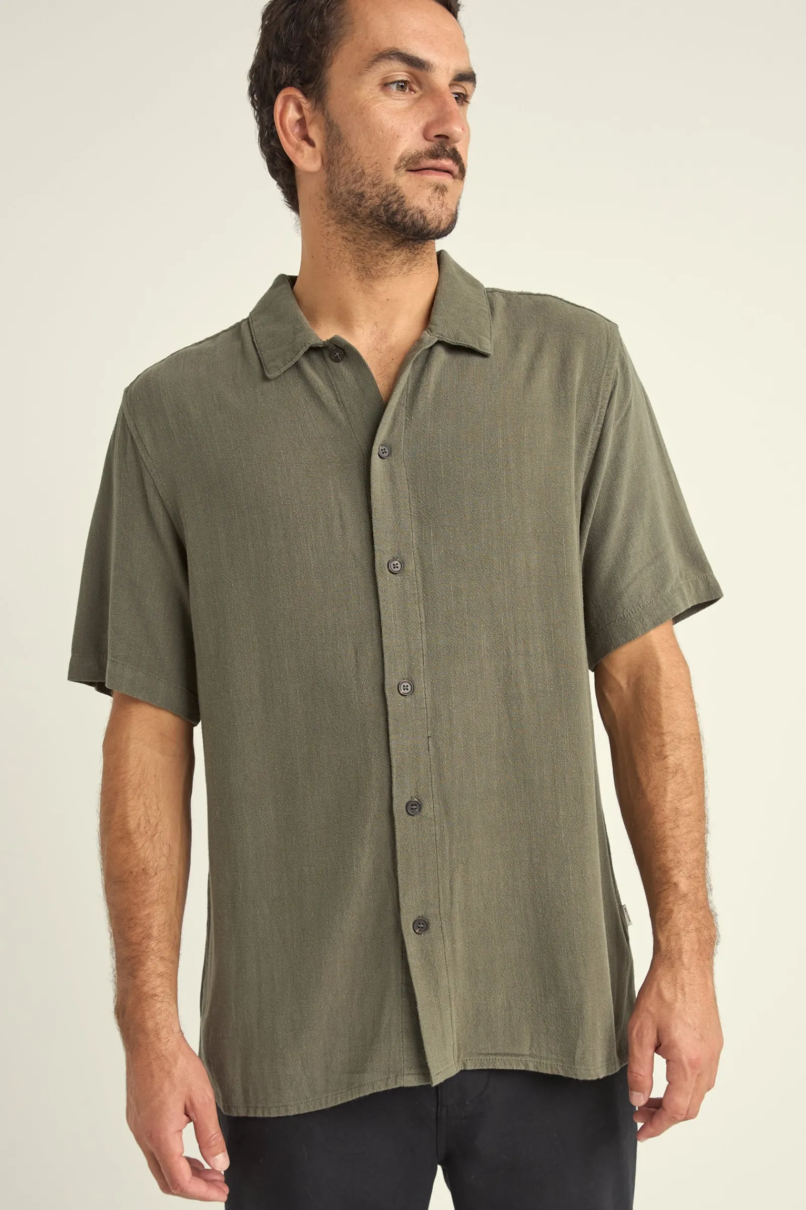 Rhythm Livin Textured Linen Ss Shirt- Woven Shirts