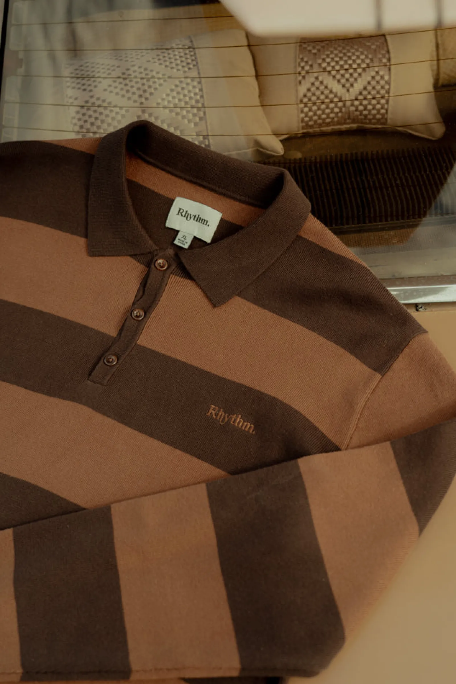 Rhythm Livin Ventura Stripe Knit Ls Polo- Knits